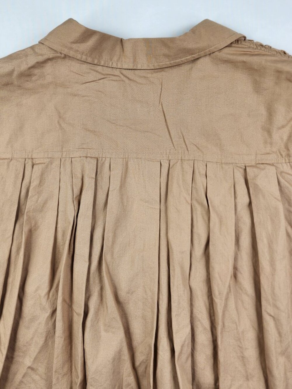 Maeve Anthropologie Women’s 2X Beige Tan Puff Sleeve Sea Breeze Blouse Top Boho - Picture 7 of 12